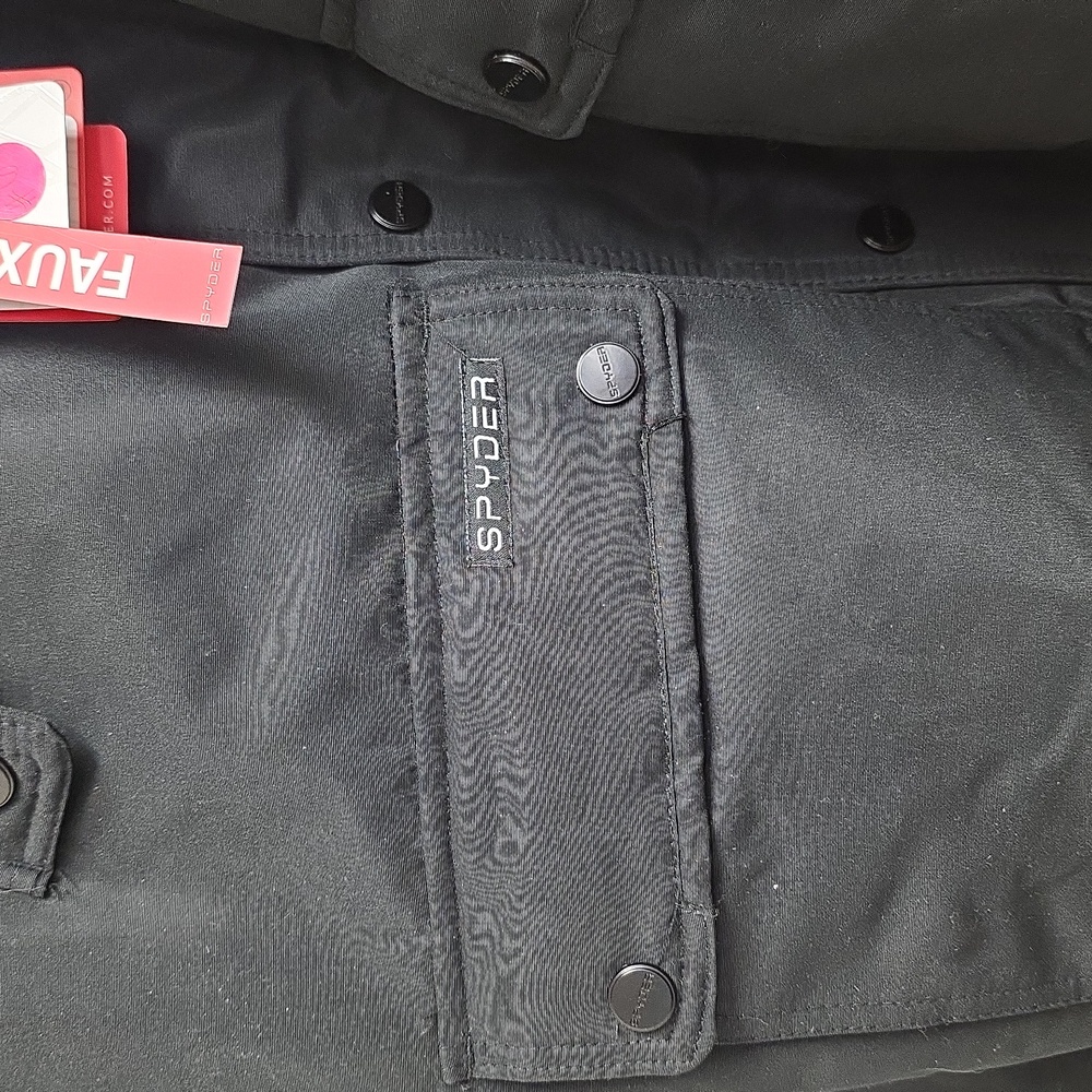 Wmns Spyder Black Performance Jacket W/Removable Faux Fur Trimmed Hood Sz Large - Picture 4 of 11